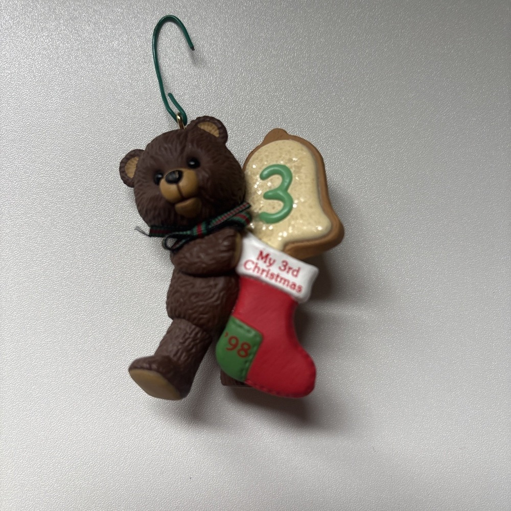Hallmark 1998 Child's Third Christmas Bear Age Stocking Keepsake Ornament